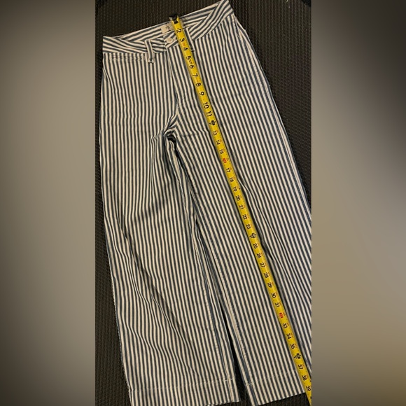 Madewell Emmett Wide-Leg Crop Jeans in Herringbone Railroad Stripe size 26T - Picture 8 of 9